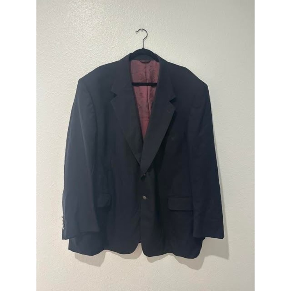 Harbor Bay Mens Navy Blue 100% Pure Wool Two Button Blazer Sport Coat 54 Regular
